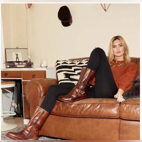 Bed Stu Hustle Leather Mid Calf Zipper Boots 6.5 Teak Rowan - Picture 3 of 11